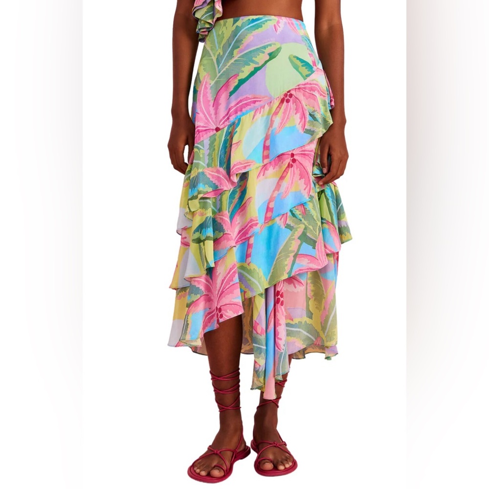 FARM RIO midi ruffle skirt
